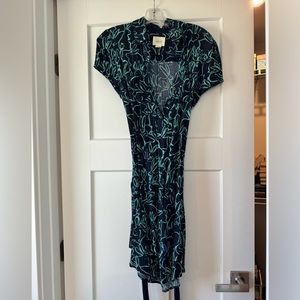 Anthropologie Maeve Shirtdress with Tie Belt in Blue Bunny Print, Size 4